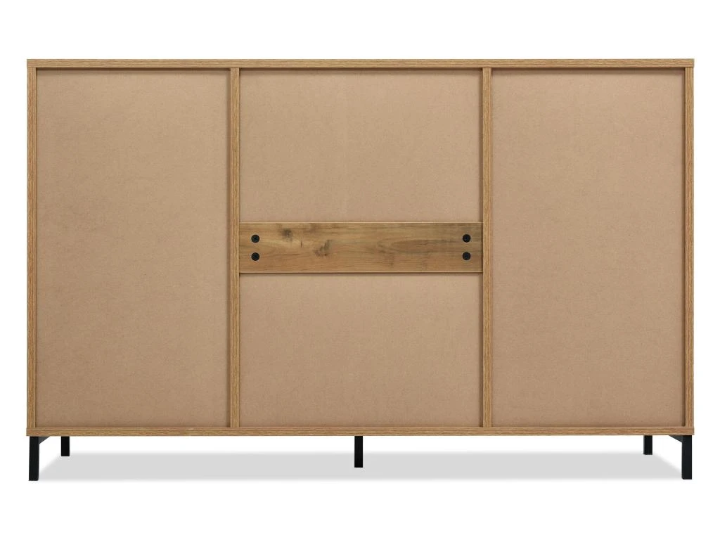 Buffet Avec 2 Portes + 3 Tiroirs + étagères Réglables - Naturel 11 Buffet Avec 2 Portes + 3 Tiroirs + étagères Réglables - Naturel – Image 9