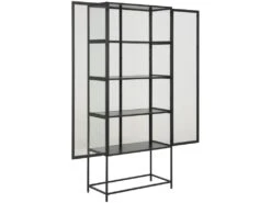 Sea Vitrine A, 2 Portes Vitrées Et 4 Tablettes De Rangement, Noir. -Mobilia Boutique buffet 22047499