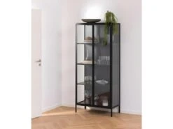Newcastle Vitrine H180 Avec 2 Portes Vitrées, Noir. -Mobilia Boutique buffet 22047523