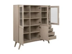 Martha Vitrine Avec 3 Portes Vitrées, 2 Portes En Bois Et 4 Tiroirs, Chêne. -Mobilia Boutique buffet 22047529