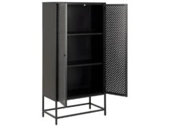 Newcastle Vitrine Avec 2 Portes, Grillagées En Métal Noir. -Mobilia Boutique buffet 22047537