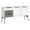 Fur Buffet Avec 2 Portes Et 3 Tiroirs, Blanc Mat / Gris. -Mobilia Boutique buffet 22086283