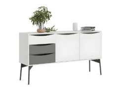 Fur Buffet Avec 2 Portes Et 3 Tiroirs, Blanc Mat / Gris. -Mobilia Boutique buffet 22086293