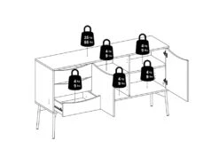 Fur Buffet Avec 2 Portes Et 3 Tiroirs, Blanc Mat / Gris. -Mobilia Boutique buffet 22086295