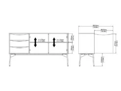 Fur Buffet Avec 2 Portes Et 3 Tiroirs, Blanc Mat / Gris. -Mobilia Boutique buffet 22086299
