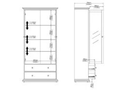Venedig Vitrine 2 Portes Vitrées Et 2 Tiroirs, Gris Mat. -Mobilia Boutique buffet 22086987