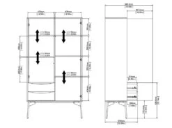 Fur Vitrine Avec 1 Porte, 1 Porte Vitrée Et 2 Tiroirs, Blanc Mat / Gris. -Mobilia Boutique buffet 22087055