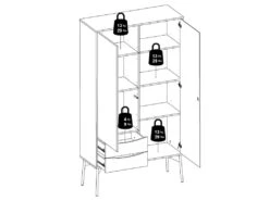 Fur Vitrine Avec 1 Porte, 1 Porte Vitrée Et 2 Tiroirs, Blanc Mat / Gris. -Mobilia Boutique buffet 22087057