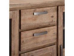 Alana Vitrine Avec 3 Portes Et 2 Tiroirs, En Bois D'acacia Teinté Brun, Livrée Prête à L'emploi. -Mobilia Boutique buffet 22149577