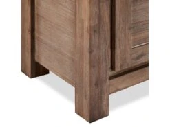 Alana Vitrine Avec 3 Portes Et 2 Tiroirs, En Bois D'acacia Teinté Brun, Livrée Prête à L'emploi. -Mobilia Boutique buffet 22149579