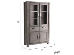 Alana Vitrine Avec 4 Portes Et 2 Tiroirs, En Bois D'acacia Teinté Brun. -Mobilia Boutique buffet 22149731