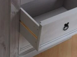 New Mexico Armoire D'angle Mexico Avec 1 Porte Vitrée Et 2 Tiroirs, En Gris. -Mobilia Boutique buffet 22149917