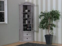 New Mexico Armoire D'angle Mexico Avec 1 Porte Vitrée Et 2 Tiroirs, En Gris. -Mobilia Boutique buffet 22149923