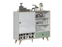 Adelaide Buffet 1 Porte, 2 Tablettes, 1 Tiroir, 1 Casier à Vin Blanc,vert. -Mobilia Boutique buffet 22158805