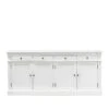 Amaretta Buffet Ancien Vieux Blanc Patiné Avec 4 Portes Et 4 Tiroirs, Largeur 186 Cm, Hauteur 86 Cm. -Mobilia Boutique buffet 22158953
