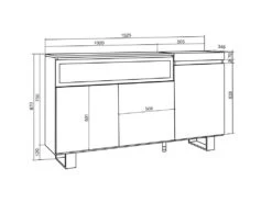 Buffet Salon Et Cuisine, 150x87x35cm, 3 Portes, Cheminée électrique, Design Industriel, Ciment -Mobilia Boutique buffet 22217825