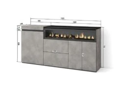 Buffet Salon Et Cuisine, 150x75x35cm, 3 Portes, Cheminée électrique, Ciment -Mobilia Boutique buffet 22218037