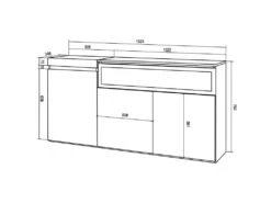 Buffet Salon Et Cuisine, 150x75x35cm, 3 Portes, Cheminée électrique, Ciment -Mobilia Boutique buffet 22218039