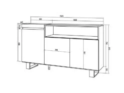 Buffet Salon Et Cuisine, 150x87x35cm, 3 Portes, Design Industriel, Ciment -Mobilia Boutique buffet 22246979