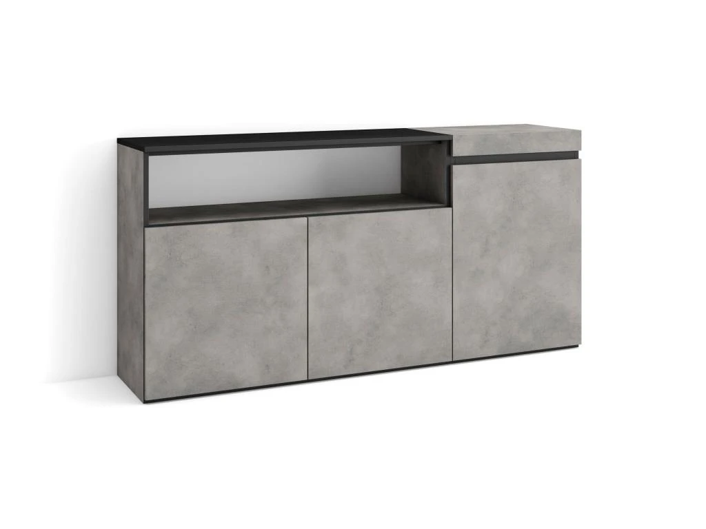 Buffet Salon Et Cuisine, 150x75x35cm, 3 Portes, Meuble Chaussure, Ciment 3 Buffet Salon Et Cuisine, 150x75x35cm, 3 Portes, Meuble Chaussure, Ciment