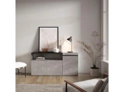 Buffet Salon Et Cuisine, 150x75x35cm, 3 Portes, Meuble Chaussure, Ciment 11 Buffet Salon Et Cuisine, 150x75x35cm, 3 Portes, Meuble Chaussure, Ciment -Mobilia Boutique buffet 22246989