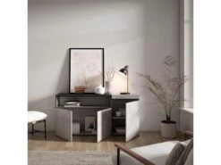 Buffet Salon Et Cuisine, 150x75x35cm, 3 Portes, Meuble Chaussure, Ciment 12 Buffet Salon Et Cuisine, 150x75x35cm, 3 Portes, Meuble Chaussure, Ciment -Mobilia Boutique buffet 22246991