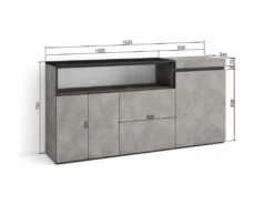 Buffet Salon Et Cuisine, 150x75x35cm, 3 Portes, Meuble Chaussure, Ciment 13 Buffet Salon Et Cuisine, 150x75x35cm, 3 Portes, Meuble Chaussure, Ciment -Mobilia Boutique buffet 22246993