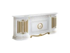 Bahut 4 Portes Battantes + Miroir Blanc/Or - ADELE -Mobilia Boutique buffet 22365723