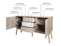 SOFIA Buffet 2 Portes 3 Tiroirs - Bois Avec Motif - L 150 X P 40 X H 80 Cm -Mobilia Boutique buffet 22415723