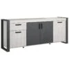 Buffet Enfilade CESAR - Décor Portofino Gris Et Steam Noir - 1 Tiroir Et 4 Portes - L 217,8 X P 49,8 X H 86,7 Cm - -Mobilia Boutique buffet 22432097