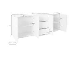Placard Dlanzar, Buffet De Cuisine à 4 Portes, Buffet De Salon, 100% Made In Italy, 162x44h86 Cm, Ardoise -Mobilia Boutique buffet 22846439
