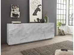 Placard Dlanzar, Buffet De Cuisine à 4 Portes, Buffet De Salon, 100% Made In Italy, 162x44h86 Cm, Ardoise -Mobilia Boutique buffet 22846441