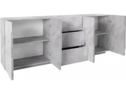 Placard Dlanzar, Buffet De Cuisine à 4 Portes, Buffet De Salon, 100% Made In Italy, 162x44h86 Cm, Ardoise -Mobilia Boutique buffet 22846443