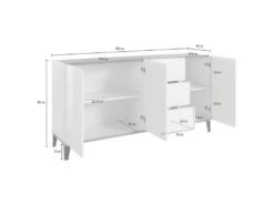 Placard Dlong, Buffet De Cuisine Avec 3 Portes Et 3 Tiroirs, Buffet De Salon, 100% Made In Italy, Cm 160x40h82, Blanc Brillant Et Ardoise -Mobilia Boutique buffet 22846805