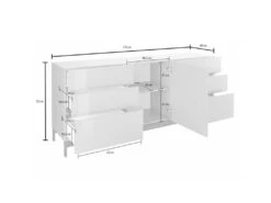 Placard Dchaji, Buffet De Cuisine Avec 1 Porte Et 6 Tiroirs, Buffet De Salon, Buffet De Cuisine, 100% Made In Italy, Cm 170x40h47, Anthracite Brillant -Mobilia Boutique buffet 22846963