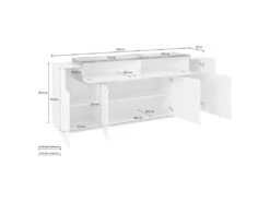 Placard Dgerl, Buffet De Cuisine à 4 Portes, Buffet De Salon, 100% Made In Italy, 200x45h86 Cm, Blanc Brillant Et Gris Frêne -Mobilia Boutique buffet 22847267