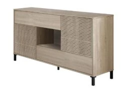 Buffet Haut Dndo, Buffet Moderne à 2 Portes, Buffet Du Salon, Meuble TV, Buffet Avec Pieds Pour Salon, 151x41h80 Cm, Chêne