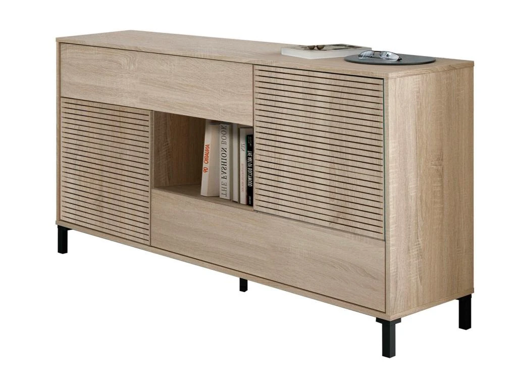 Buffet Haut Dndo, Buffet Moderne à 2 Portes, Buffet Du Salon, Meuble TV, Buffet Avec Pieds Pour Salon, 151x41h80 Cm, Chêne 6 Buffet Haut Dndo, Buffet Moderne à 2 Portes, Buffet Du Salon, Meuble TV, Buffet Avec Pieds Pour Salon, 151x41h80 Cm, Chêne – Image 4