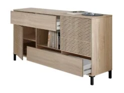 Buffet Haut Dndo, Buffet Moderne à 2 Portes, Buffet Du Salon, Meuble TV, Buffet Avec Pieds Pour Salon, 151x41h80 Cm, Chêne 11 Buffet Haut Dndo, Buffet Moderne à 2 Portes, Buffet Du Salon, Meuble TV, Buffet Avec Pieds Pour Salon, 151x41h80 Cm, Chêne -Mobilia Boutique buffet 22847363