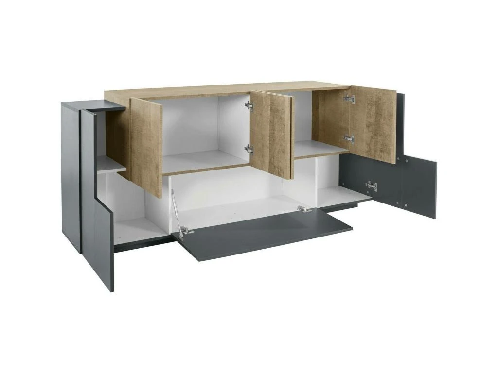 Placard Ddionis, Buffet De Cuisine à 7 Portes, Buffet De Salon, Buffet De Cuisine, 100% Made In Italy, Cm 200x45h86, Anthracite Et Érable 7 Placard Ddionis, Buffet De Cuisine à 7 Portes, Buffet De Salon, Buffet De Cuisine, 100% Made In Italy, Cm 200x45h86, Anthracite Et Érable – Image 5