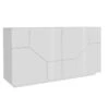 Placard Dmeron, Buffet De Cuisine à 4 Portes, Buffet De Salon, 100% Made In Italy, Cm 200x43h86, Blanc Brillant