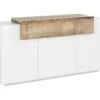 Placard Dmem, Buffet De Cuisine à 3 Portes, Buffet De Salon, 100% Made In Italy, 160x45h86 Cm, Blanc Brillant Et Érable -Mobilia Boutique buffet 22848131