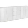 Placard Dmicill, Buffet De Cuisine Avec 4 Portes Et 3 Tiroirs, Buffet De Salon, 100% Made In Italy, Cm 220x43h86, Blanc Brillant -Mobilia Boutique buffet 22848293