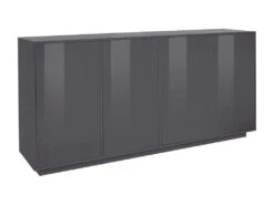 Placard Dnande, Buffet De Cuisine à 4 Portes, Buffet De Salon, 100% Made In Italy, Cm 180x41h86, Anthracite Brillant