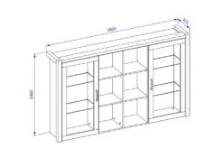 Huche Avec éclairage LED Collection BOWIE. 2 Portes Et 6 Niches Centrales. Couleur Chêne Et Noir. -Mobilia Boutique buffet 22859563