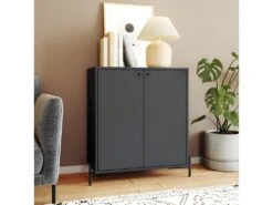 Buffet Noir 2 Portes 3 Niches Pieds Métal Ronds -Mobilia Boutique buffet 22969913