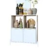 Buffet Armoirette 2 Portes 4 Niches Blanc L 75 Cm Sur PIeds Métal Ronds -Mobilia Boutique buffet 22970235