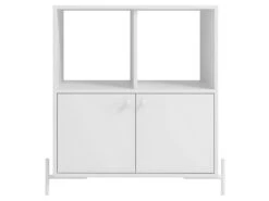 Buffet Armoirette 2 Portes 4 Niches Blanc L 75 Cm Sur PIeds Métal Ronds -Mobilia Boutique buffet 22970241