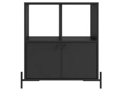 Buffet Armoirette 2 Portes 4 Niches Noir L 75 Cm Sur PIeds Métal Ronds -Mobilia Boutique buffet 22970271
