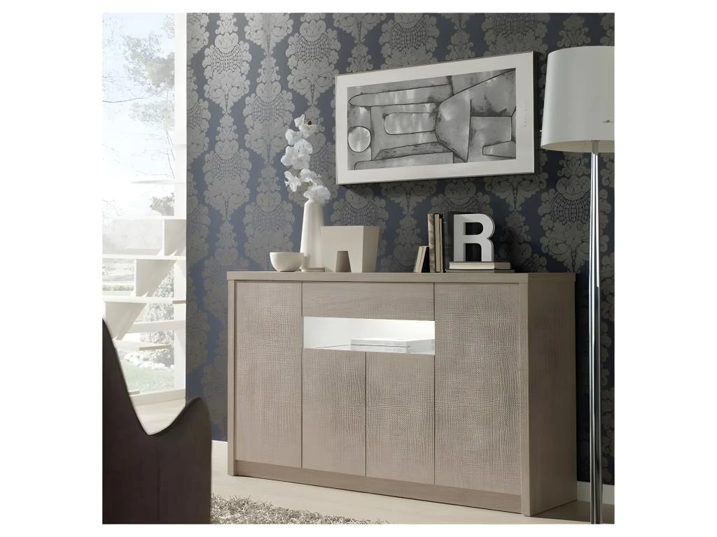 Buffet 4 Portes 1 Tiroir Chêne Clair 150 Cm - BOTEKIA 3 Buffet 4 Portes 1 Tiroir Chêne Clair 150 Cm - BOTEKIA